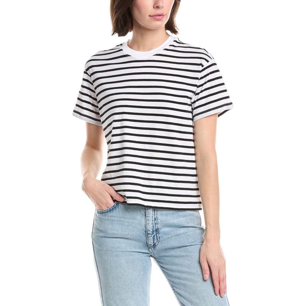 Atm Anthony Thomas Melillo Womens  Old Jersey Stripe T-Shirt, Black
